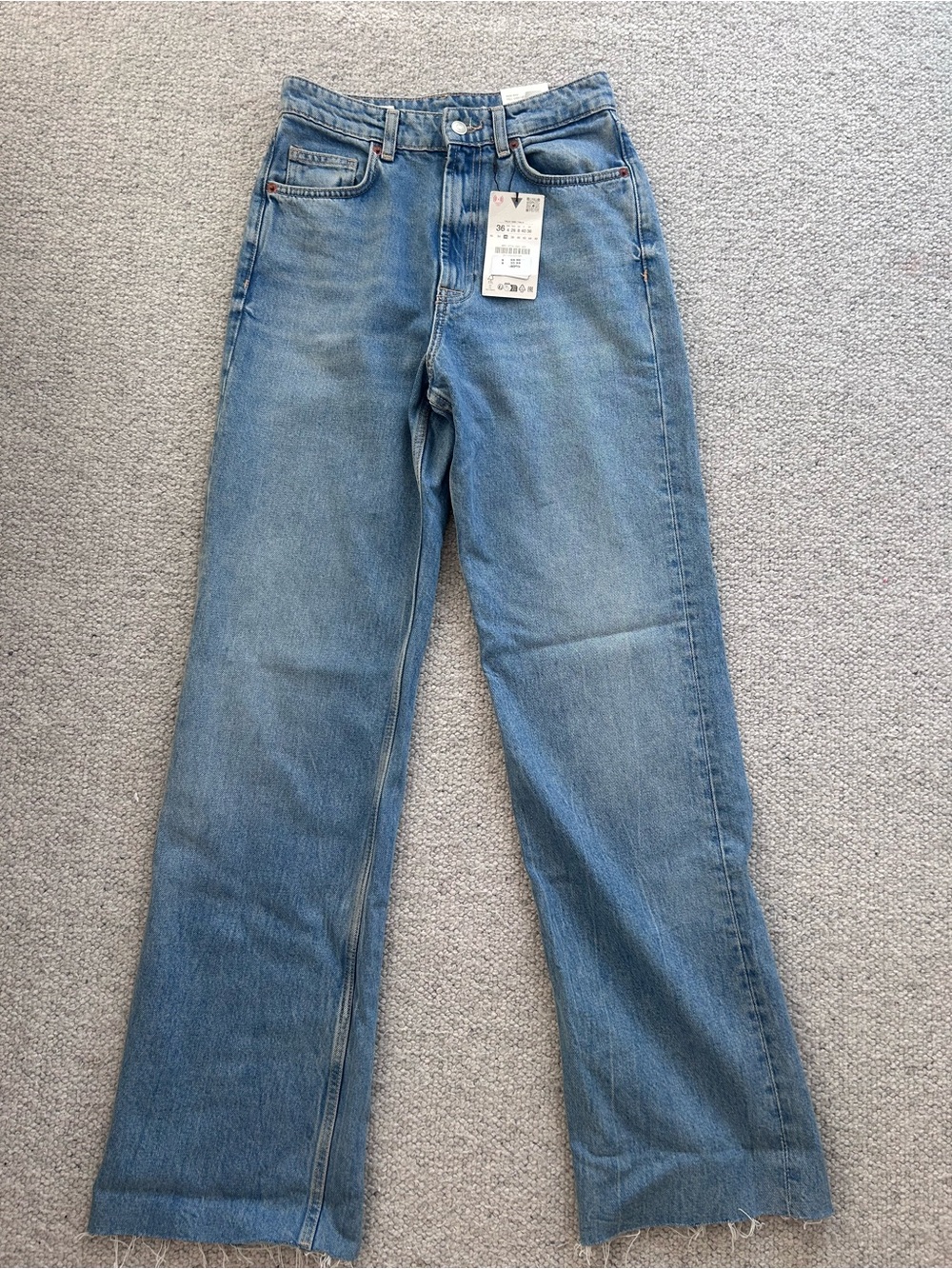 Zara Light Blue High-Rise Wide-Leg Jeans